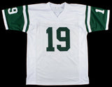 Keyshawn Johnson Signed New York Jets White Jersey (Beckett COA) 3xPro Bowl W.R.