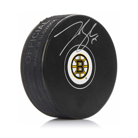 Johnny Beecher Autographed Signed Boston Bruins Hockey Logo Puck JSA PSA