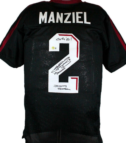 Johnny Manziel Autographed Black College Style Jersey w/3 Insc.-Beckett W Holo