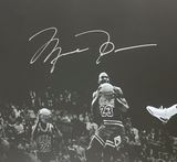 Michael Jordan Autographed "Kiss The Rim 180" 36" x 18" Framed Photo UDA LE 123