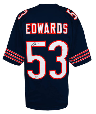 T.J. (TJ) Edwards (BEARS) Signed Navy Custom Football Jersey - (Beckett HOLO)