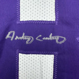 Framed Autographed/Signed Anthony Carter 35x39 Minnesota White Football Jersey J