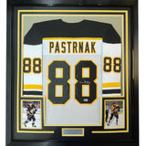 Framed Autographed/Signed David Pastrnak 35x39 Boston White Jersey PSA/DNA COA