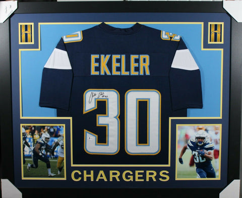 AUSTIN EKELER (Chargers dark blue SKYLINE) Signed Autographed Framed Jersey JSA