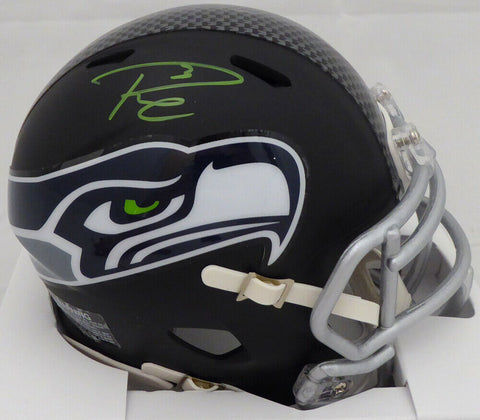 RUSSELL WILSON AUTOGRAPHED SEAHAWKS MATTE BLACK MINI HELMET GREEN RW HOLO 145787