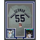 Framed Autographed/Signed Domingo German 33x42 New York Grey Jersey JSA COA