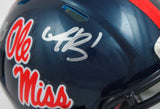 DK Metcalf/AJ Brown Autographed Ole Miss Rebels Blue Speed Mini Helmet-BAW Holo