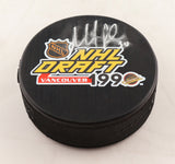 Martin Brodeur Signed 1990 NHL Draft Logo Hockey Puck (Fanatics Hologram) Devils