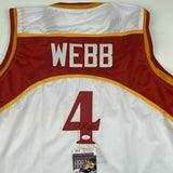 Autographed/Signed SPUD WEBB Atlanta White Basketball Jersey JSA COA Auto