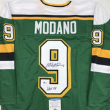 Autographed/Signed Mike Modano HOF 2014 Minnesota Green Jersey Beckett BAS COA