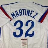 Autographed/Signed Dennis Martinez Montreal White Baseball Jersey JSA COA