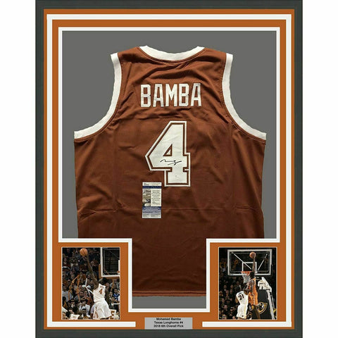 FRAMED Autographed/Signed MOHAMED MO BAMBA 33x42 Texas Orange Jersey JSA COA