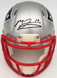 MAC JONES AUTOGRAPHED SIGNED PATRIOTS SILVER SPEED MINI HELMET BECKETT QR 202971