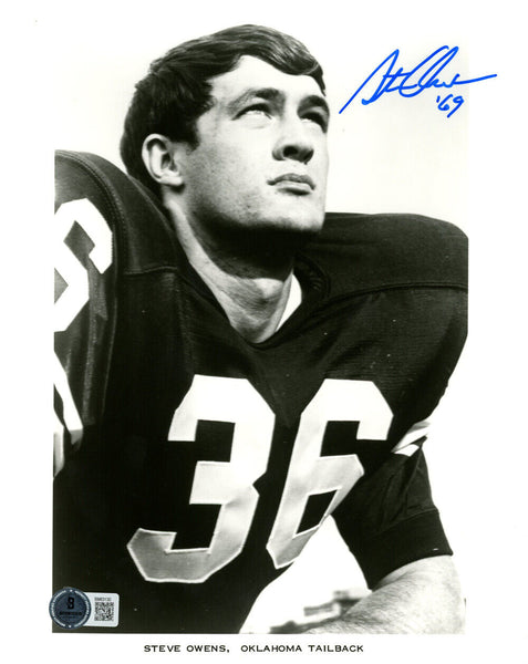 Steve Owens Signed Oklahoma Sooners 8x10 Photo '69 Beckett 47227