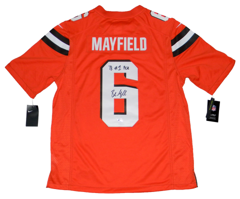 BAKER MAYFIELD SIGNED CLEVELAND BROWNS #6 ORANGE NIKE LIMITED JERSEY W/ #1 PICK