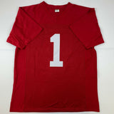 Autographed/Signed Nick Saban Alabama Red College Football Jersey PSA/DNA COA