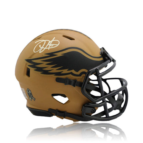 Jalen Hurts Philadelphia Eagles Autograph Salute to Service Mini-Helmet Beckett