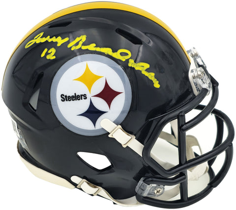 TERRY BRADSHAW AUTOGRAPHED STEELERS BLACK SPEED MINI HELMET BECKETT 230085