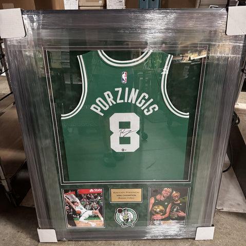 Kristaps Porzingis Signed Autographed Jersey Framed to 32x40 Beckett