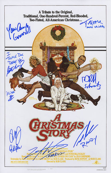 A Christmas Story Cast Signed 11x17 Movie Poster w/7 Sigatures - (SCHWARTZ COA)