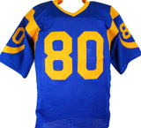 Isaac Bruce Autographed Blue Pro Style Jersey- Beckett Authenticated *8