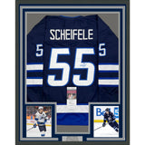 Framed Autographed/Signed Mark Scheifele 35x39 Winnipeg Blue Jersey JSA COA