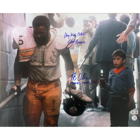 Joe Greene Tommy Okon Autographed 16x20 Hey Kid, Catch! Steelers Beckett 48998