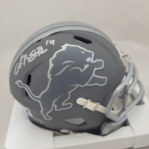 AMON RA ST BROWN SIGNED DETROIT LIONS SLATE SPEED MINI HELMET BECKETT