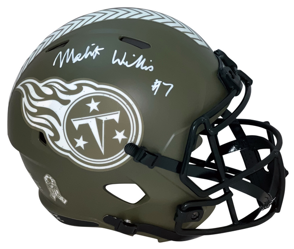 MALIK WILLIS SIGNED TENNESSEE TITANS SALUTE TO SERVICE FULL SIZE HELMET BECKETT