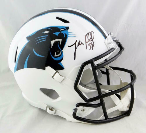 Luke Kuechly Signed Panthers F/S Flat White Speed Helmet- Beckett Auth *Black