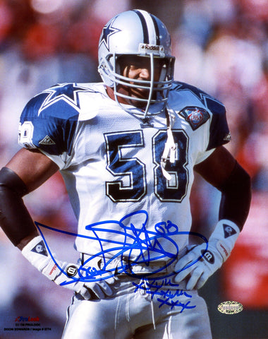 DIXON EDWARDS AUTOGRAPHED 8X10 PHOTO COWBOYS "XXVII XXVIII XXX" MCS HOLO 208949