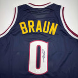 Autographed/Signed Christian Braun Denver Blue Basketball Jersey JSA COA