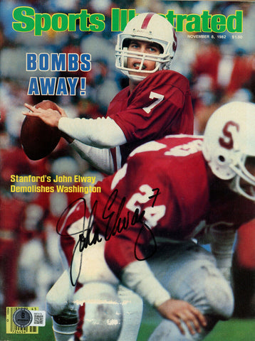 John Elway Signed 11/8/82 Sports Illustrated Magazine Beckett 45467