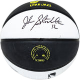 JOHN STOCKTON AUTOGRAPHED BLACK & WHITE TEAM JAZZ BASKETBALL BECKETT 224370