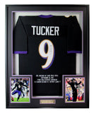 Justin Tucker Autographed Framed Baltimore Ravens Jersey w/stats JSA 186114