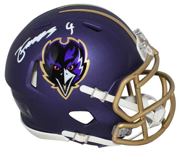 ZAY FLOWERS AUTOGRAPHED BALTIMORE RAVENS 2024 PURPLE SPEED MINI HELMET BECKETT