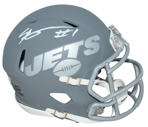 AHMAD SAUCE GARDNER SIGNED NEW YORK JETS SLATE SPEED MINI HELMET BECKETT