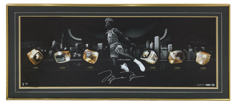 Michael Jordan Autographed Bulls "City of Rings Silver" Photograph UDA LE 23/123