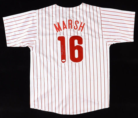 Brandon Marsh Signed Philidelphia Phillies Pinstripe Jersey (JSA COA) Outfielder