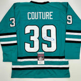 Autographed/Signed Logan Couture San Jose Teal Hockey Jersey JSA COA