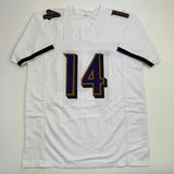 Autographed/Signed Kyle Hamilton Baltimore White Football Jersey Beckett BAS COA