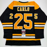 Autographed/Signed Brandon Carlo Boston Black Hockey Jersey JSA COA