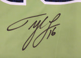 SEAHAWKS TYLER LOCKETT AUTOGRAPHED FRAMED ACTION GREEN NIKE JERSEY MCS 160684