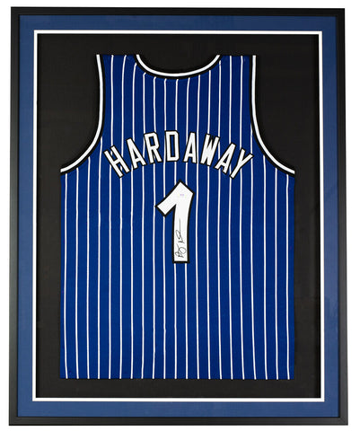 Penny Hardaway Orlando Signed Framed Blue Basketball Jersey PSA ITP