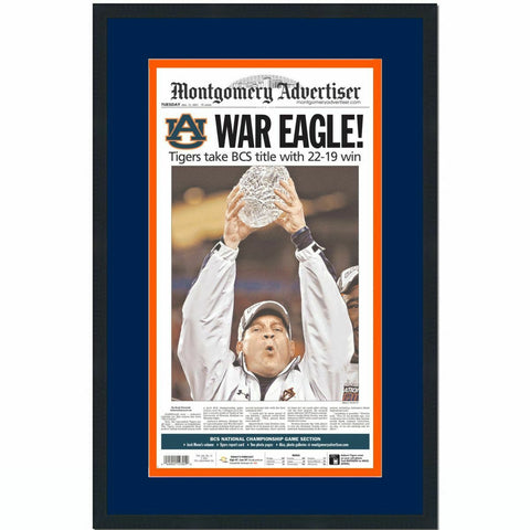 Framed Montgomery Advertiser Auburn Tigers 2010 Champions Newspaper 17x27 Photo