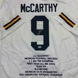 Autographed/Signed J.J. JJ McCarthy Michigan White Stat Jersey Beckett BAS COA