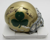 Rocky Bleier HOF Signed/Inscr Gold Mini Helmet Notre Dame Becket Witness 191557