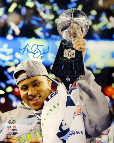 MALCOLM SMITH AUTOGRAPHED 16X20 PHOTO SEATTLE SEAHAWKS SUPER BOWL MCS HOLO 72385