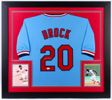 Lou Brock Signed St. Louis Cardinals 31x35 Framed Jersey (JSA COA) All Star OF