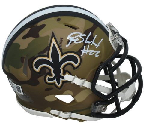 Rashid Shaheed Autographed (White) Saints 'Camo' Mini Speed Helmet Beckett